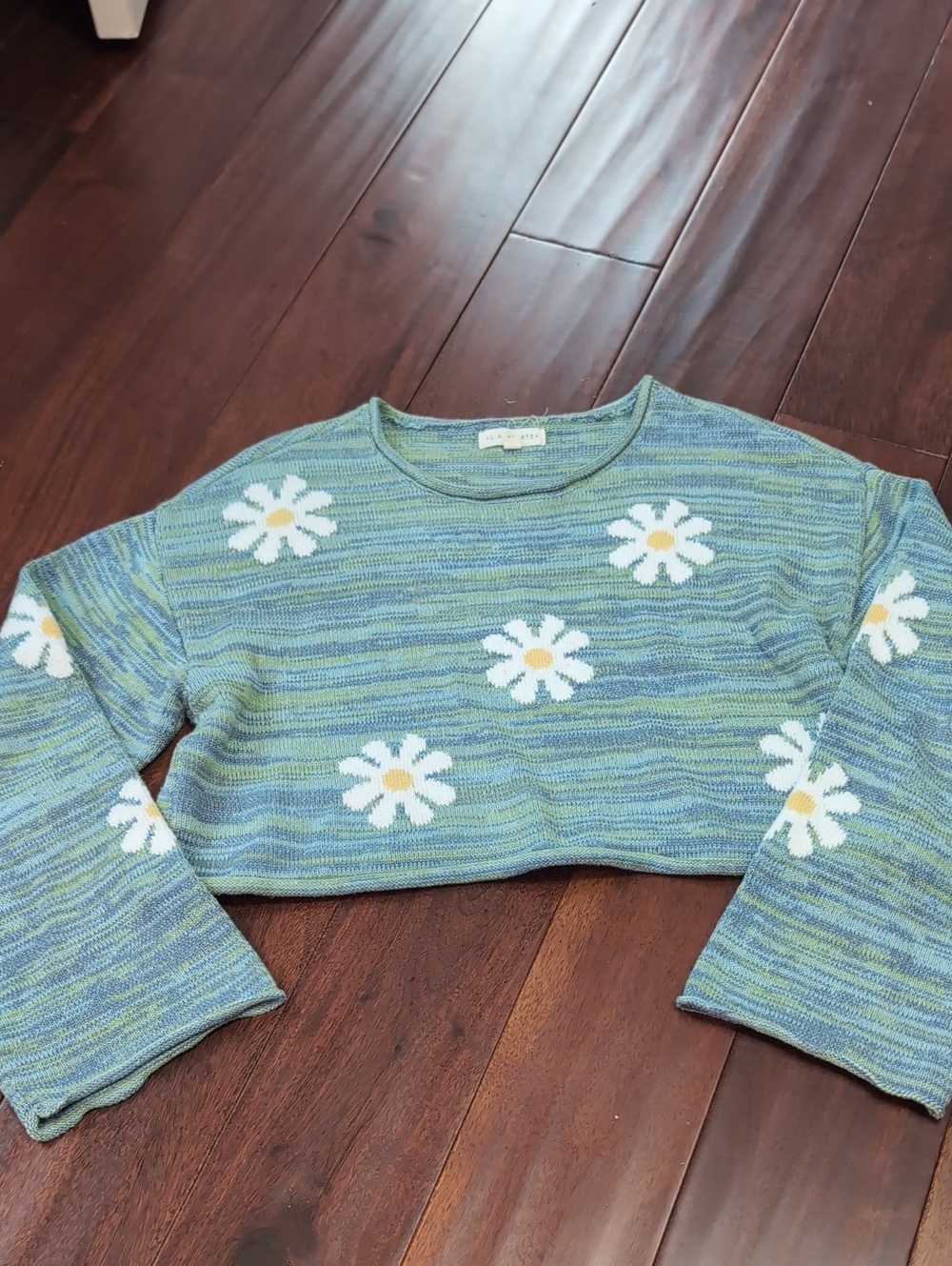 L.A. Hearts Blue-Green Marled Knit Top